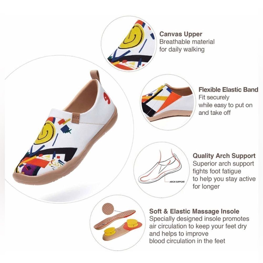 UIN Women's Slip Ons Lightweight Sneakers Walking Travel Shoes (Nice Meeting U) - Picture 5 of 7